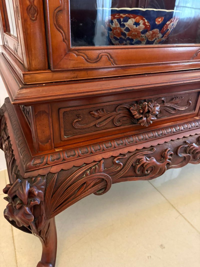 Fabulous Antique Japanese Red Lacquer Hardwood Display Cabinet - Image 13